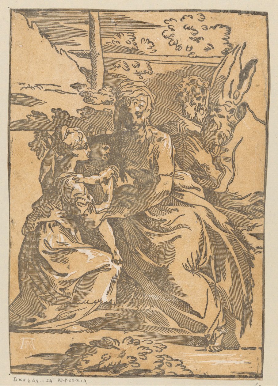 Weibliche Heilige empfängt das Christuskind von Antonio da Trento (possibly)