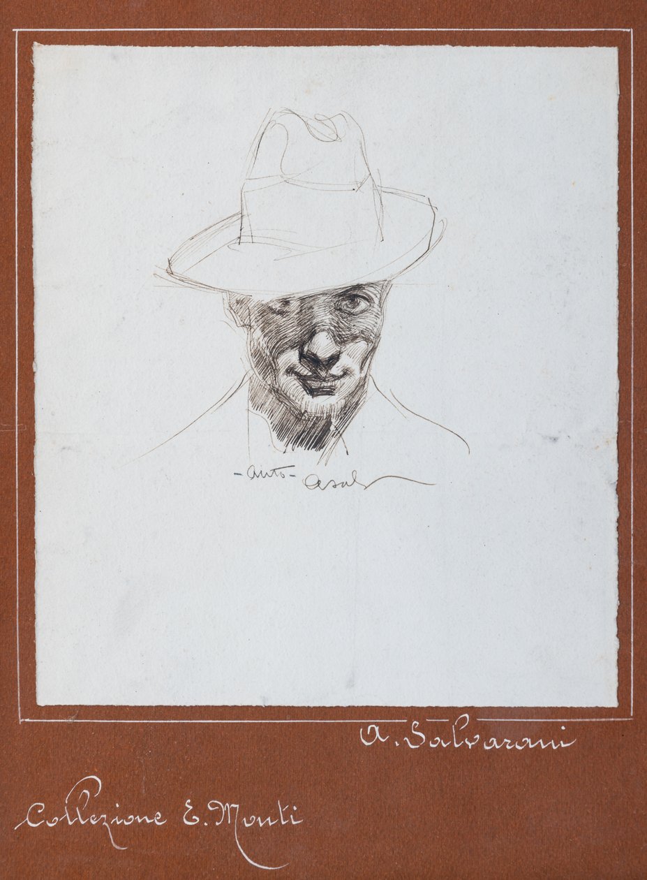Selbstporträt (Tuschezeichnung) von Arcangelo Salvarani