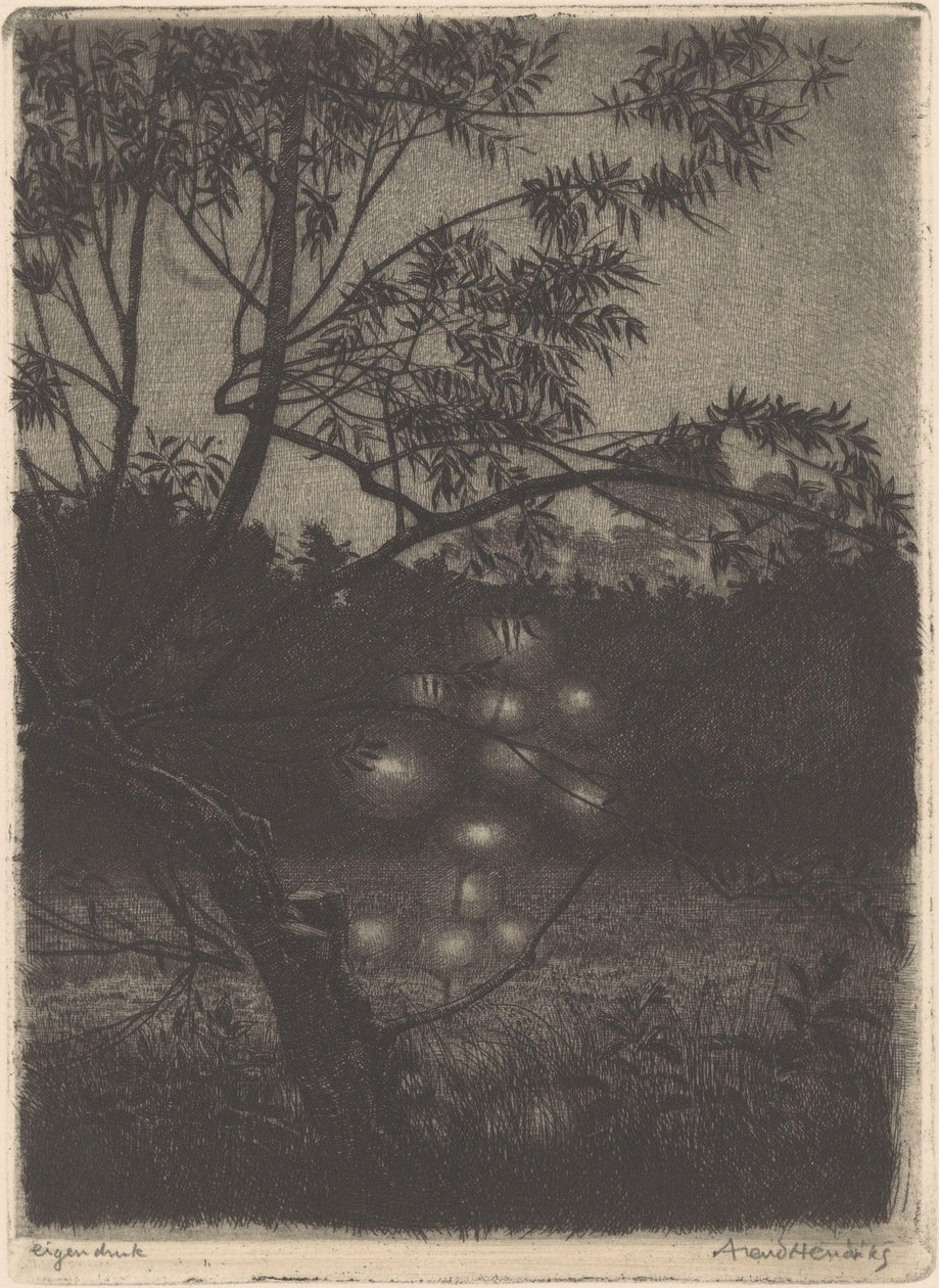 Garten mit leuchtendem Baum von Arend Hendriks (signed by artist)