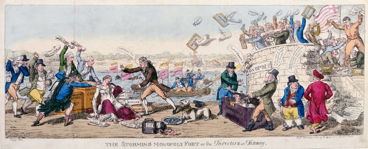 Der Sturm auf das Monopoly-Fort oder Die Direktoren in Bestürzung, veröffentlicht 1813 von Argus