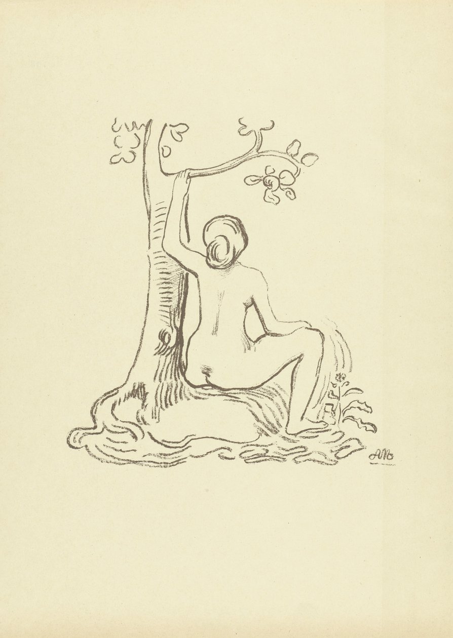 Nackte Frau, die bei einem Baum sitzt von Aristide Maillol