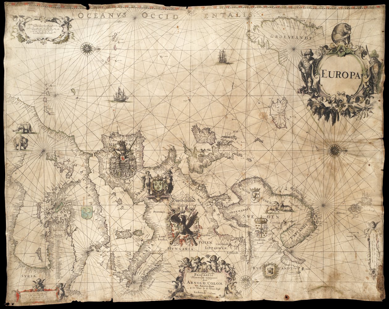 Europa; Pascaarte von Arnold Colom (1660) von Arnold Colom