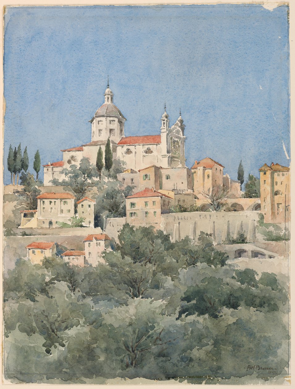 Kirche auf einem Hügel von Arnold William Brunner
