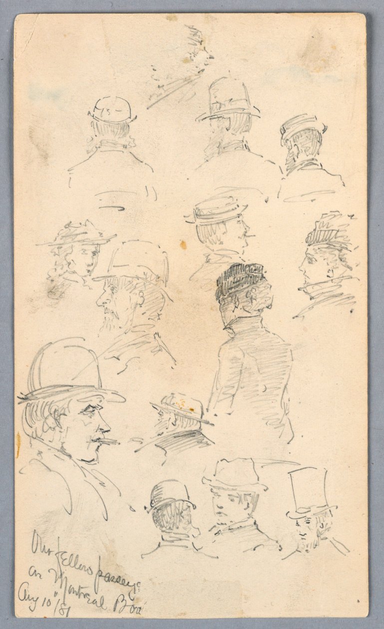 Skizzen von Menschen auf einem Montreal-Boot von Arnold William Brunner