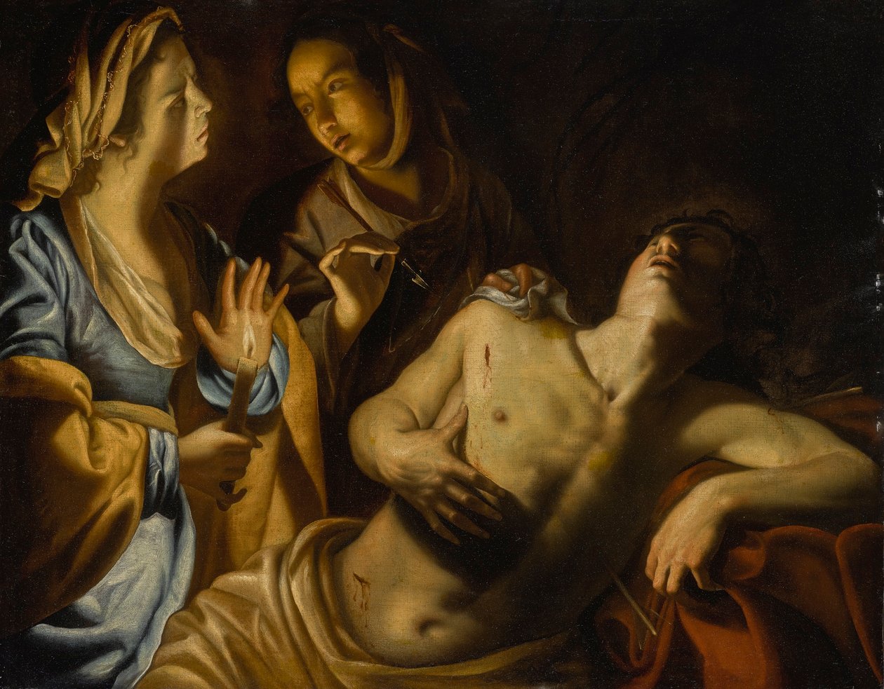 Der heilige Sebastian wird von der heiligen Irene gepflegt von Artemisia Gentileschi