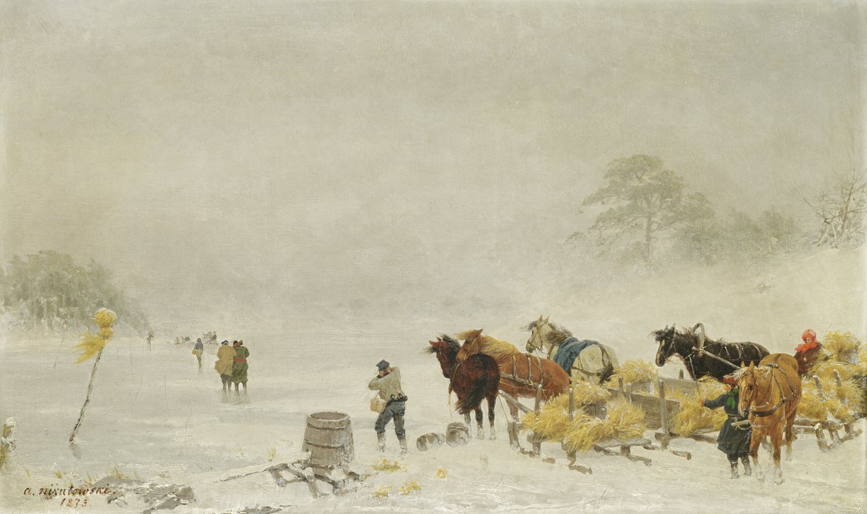 Schlitten auf dem Eis, 1873 von Arthur Nikutowski