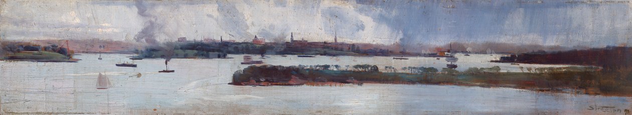 Regen über dem Hafen von Sydney von Arthur Streeton