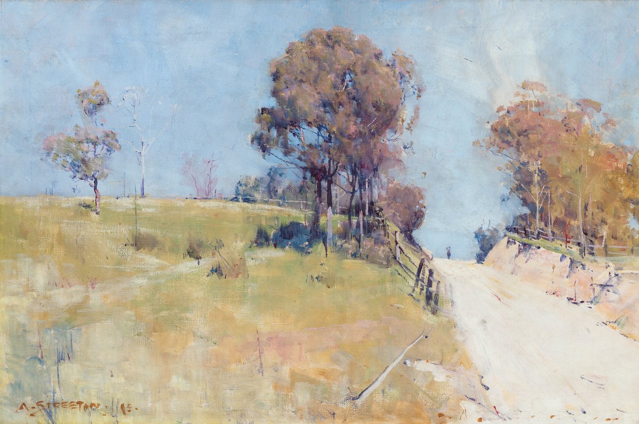 Sonnenlicht (Schneiden auf einer heißen Straße) von Arthur Streeton