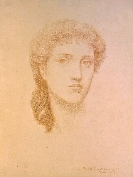 Kopf eines Mädchens von Arthur Hughes