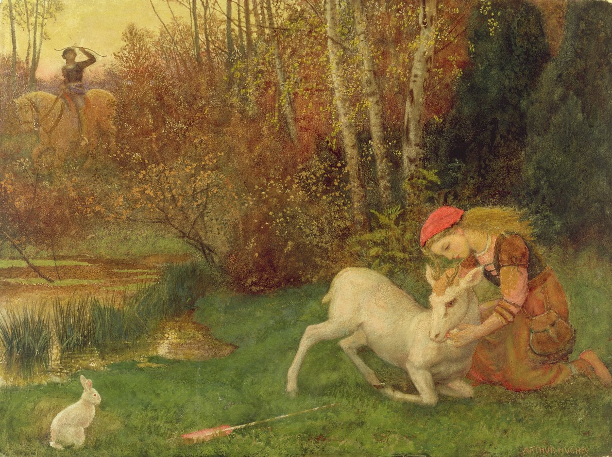 Die weiße Hirschkuh, ca. 1870 von Arthur Hughes