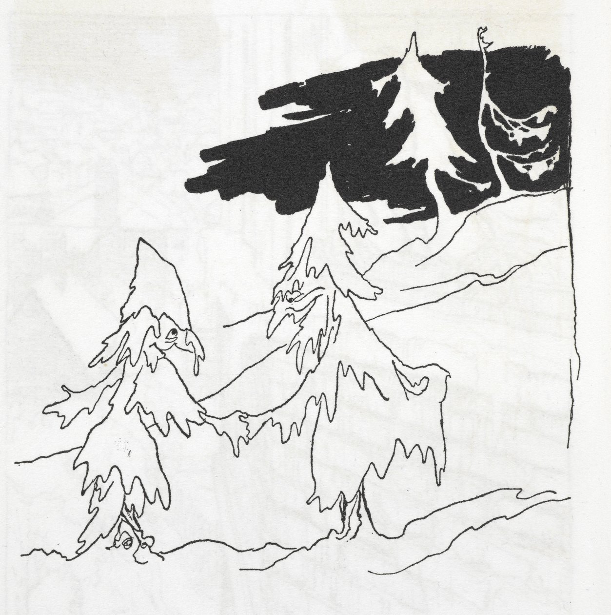 Zwei Baum-Männer, die sich die Hände schütteln von Arthur Rackham
