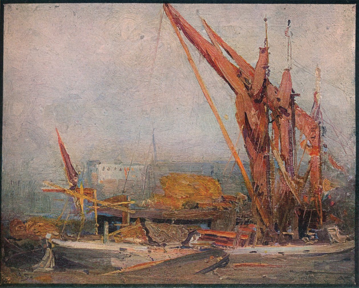 Heubarken auf der Themse, 1905 von Arthur Streeton