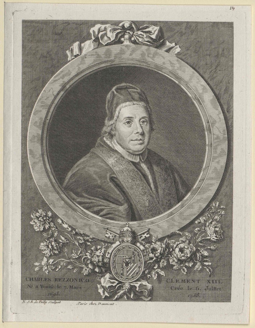 Papst Clemens XIII (Druck) von Artist Unknown