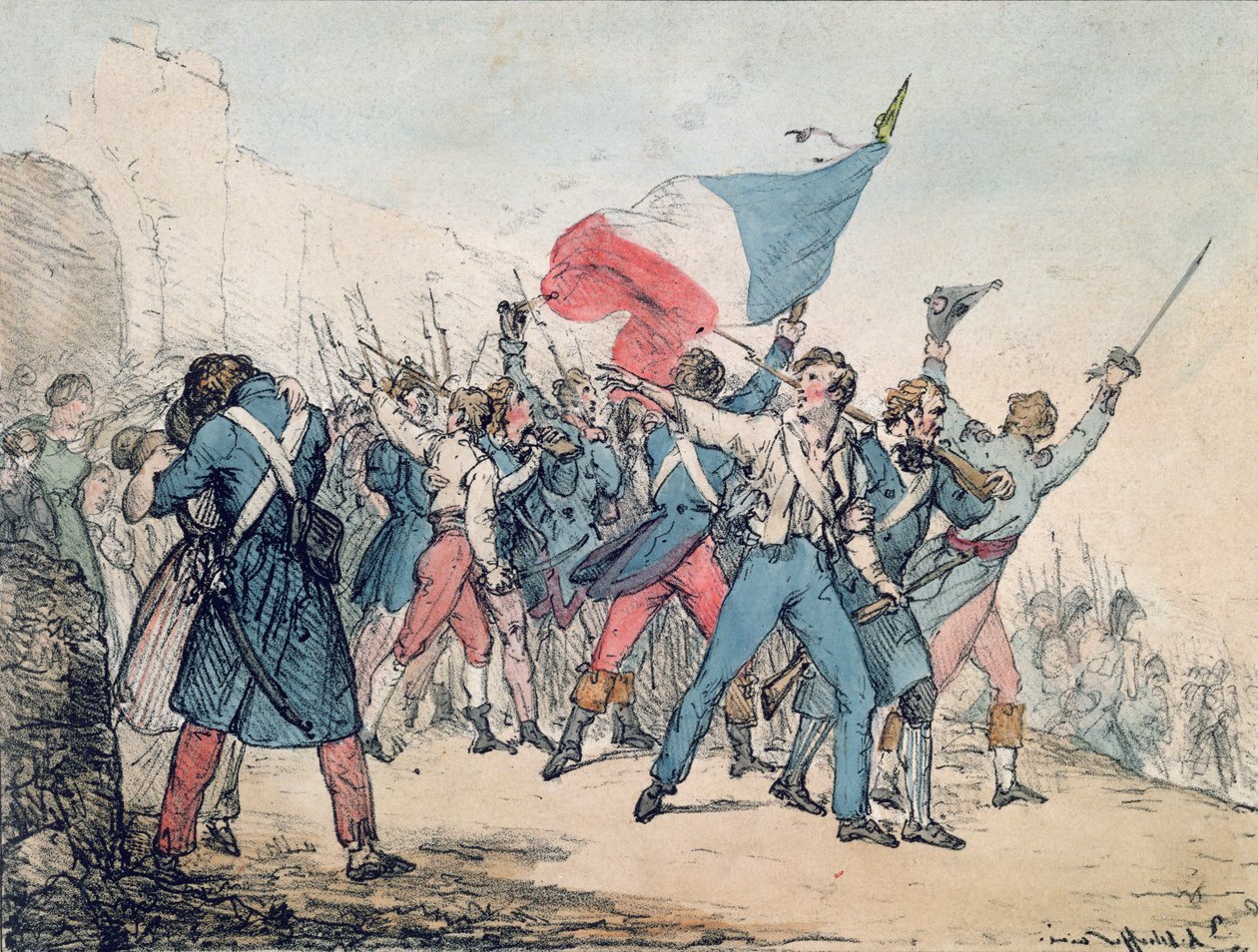Allegorie der Revolution von 1830 und die Marseillaise, graviert von den Gebrüdern Gihaut, 1830 von Ary Scheffer