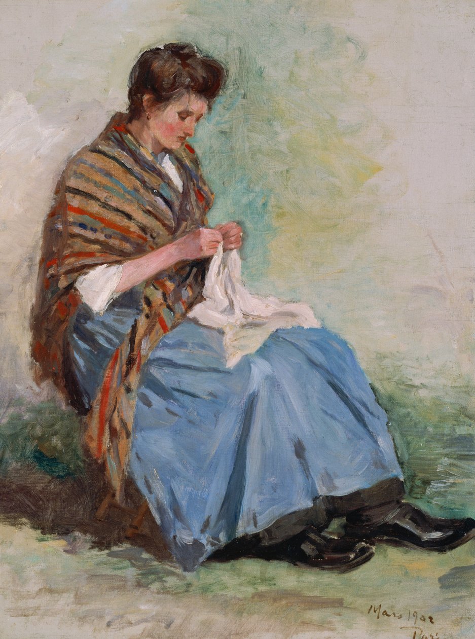 Frau beim Nähen von Asai Chu