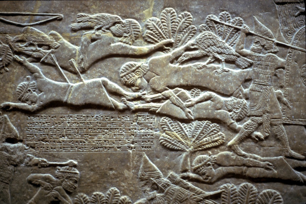Assurbanipal in der Schlacht von Til-Tuba, 650-620 v. Chr. von Assyrian