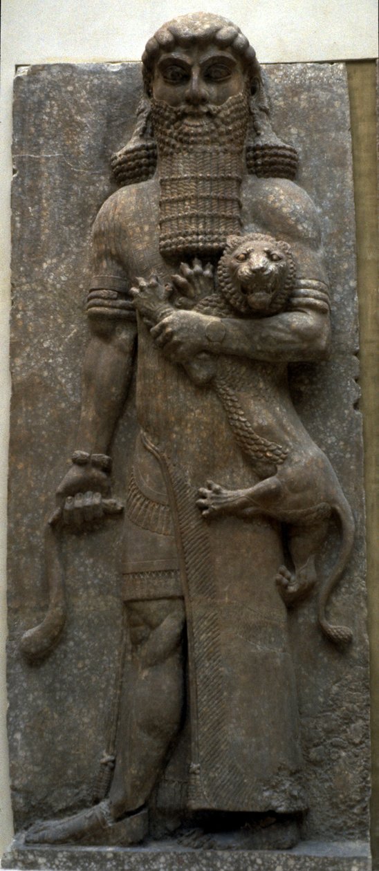 Held Gilgamesch bezwingt einen Löwen von Assyrian
