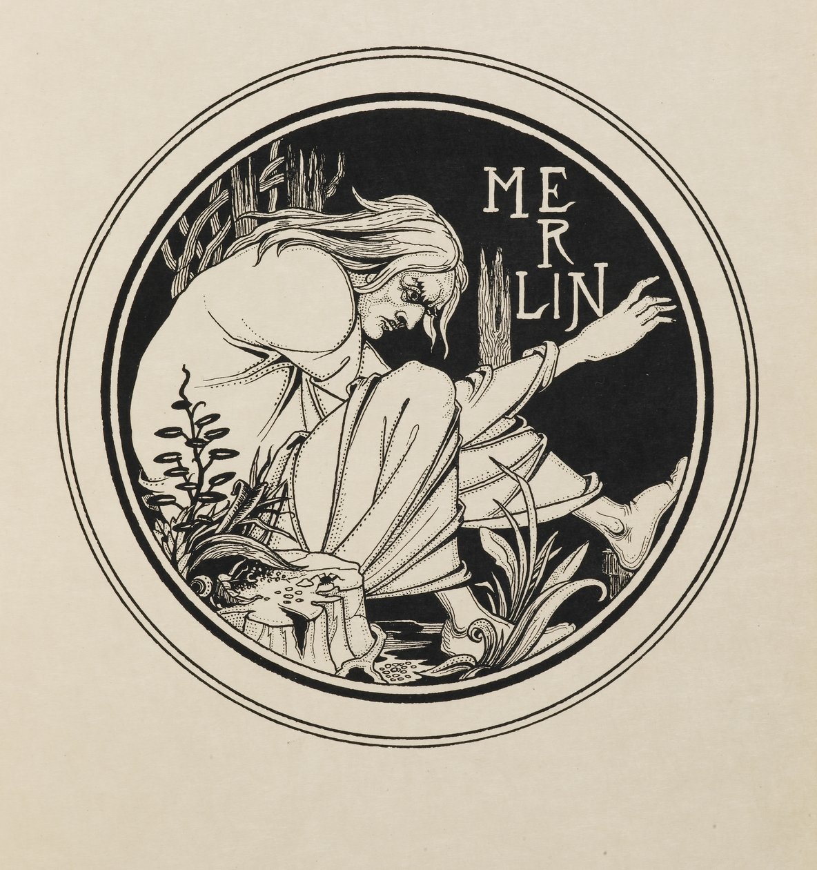 Merlin aus einem Buch mit fünfzig Zeichnungen von Aubrey Beardsley