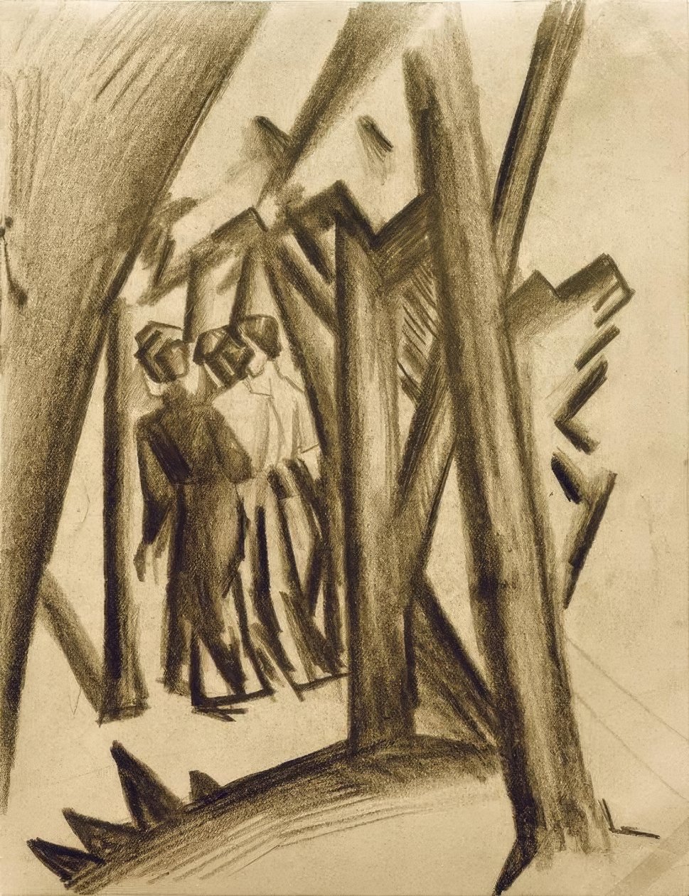 Drei Mädchen im Wald von August Macke
