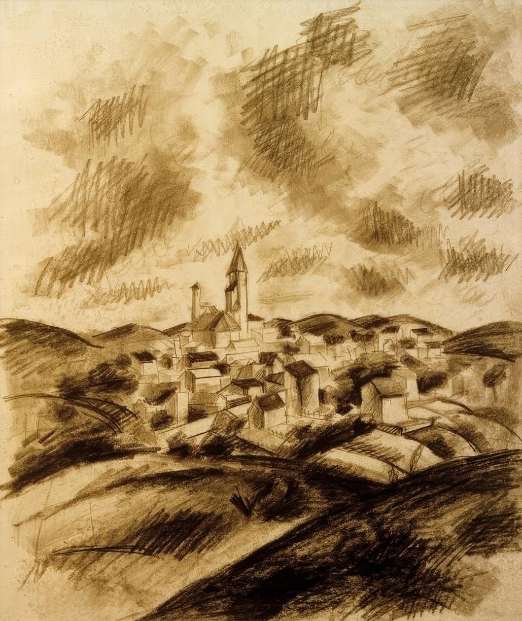 Stadt im Hügelland von August Macke