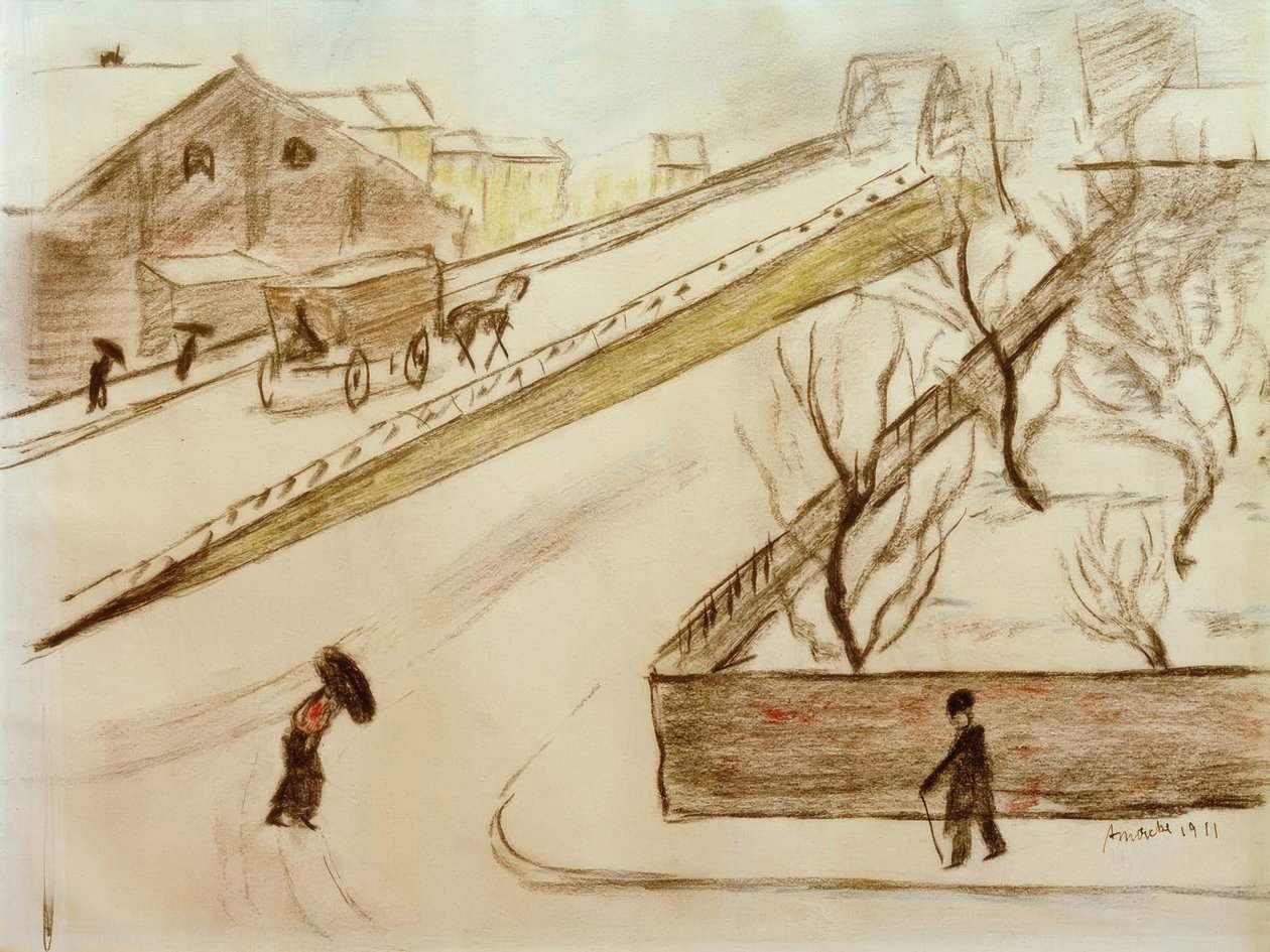 Straßenecke im Schnee von August Macke