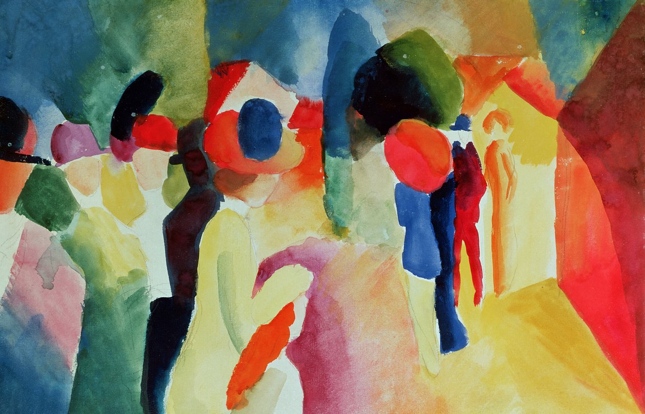 Frau mit gelber Jacke, 1913 von August Macke