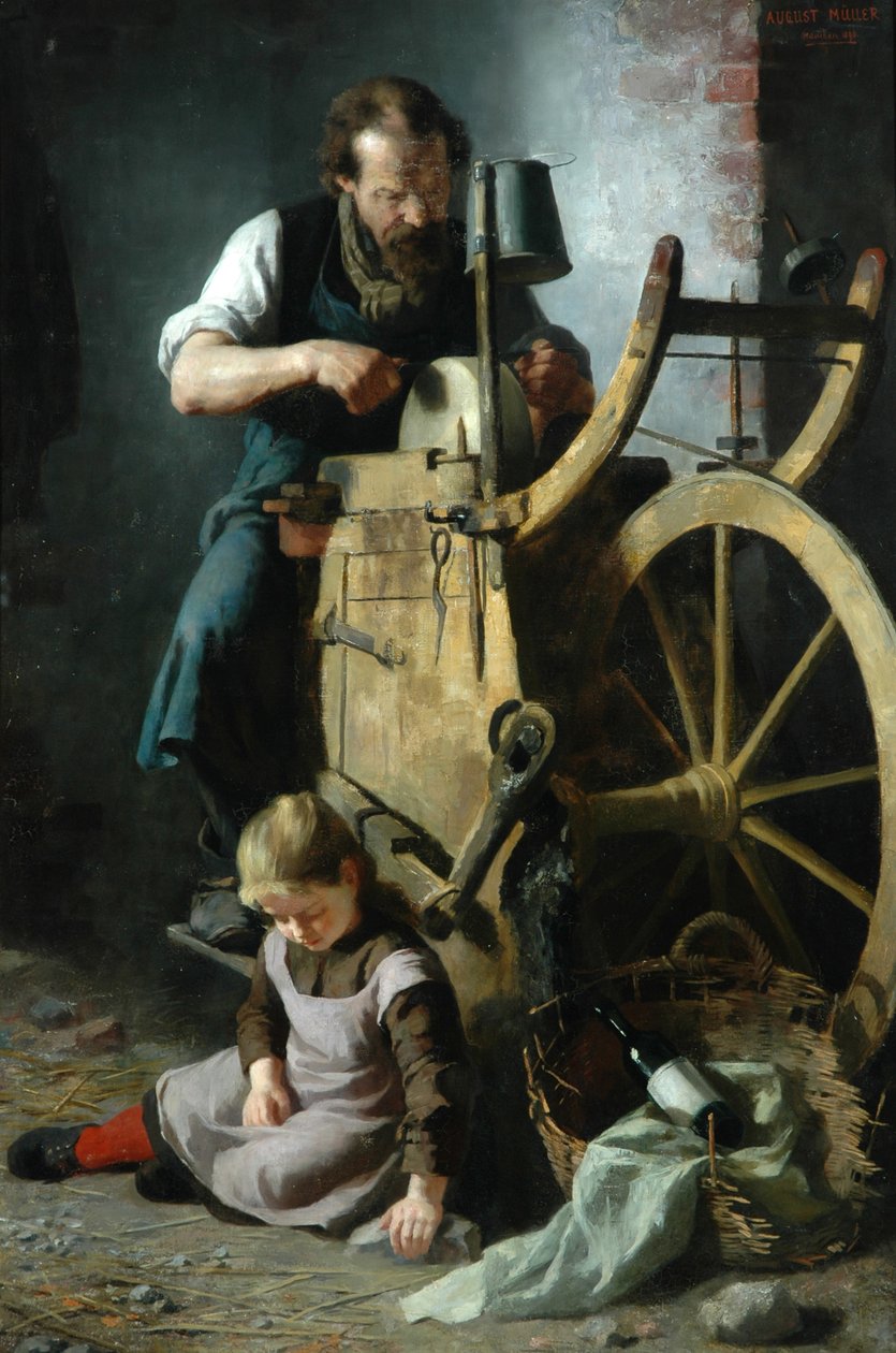 Der Messerschleifer, 1890 von August Muller