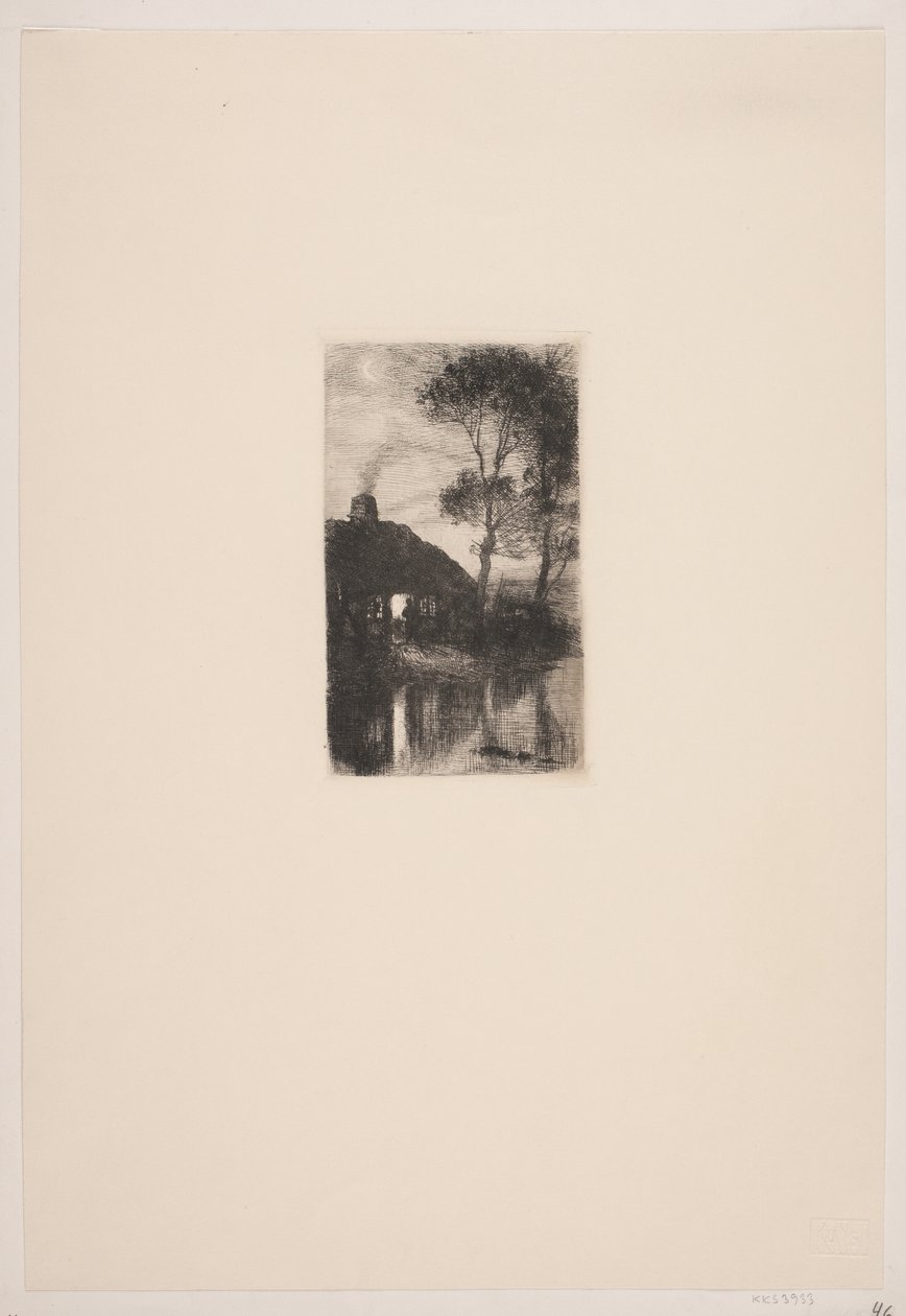 Abendlandschaft bei einer Schmiede von August Jerndorff