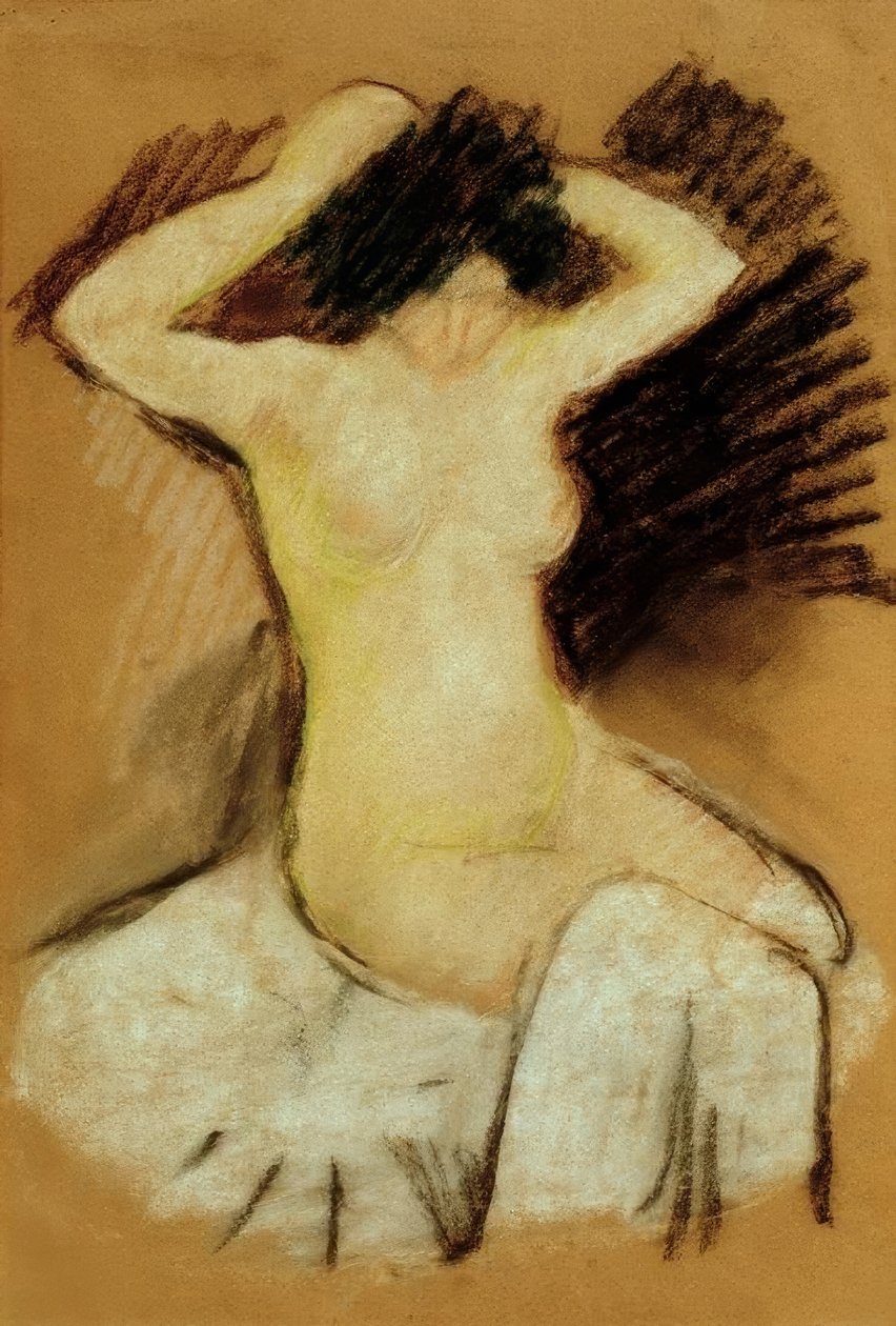 Akt auf weißem Tuch von August Macke