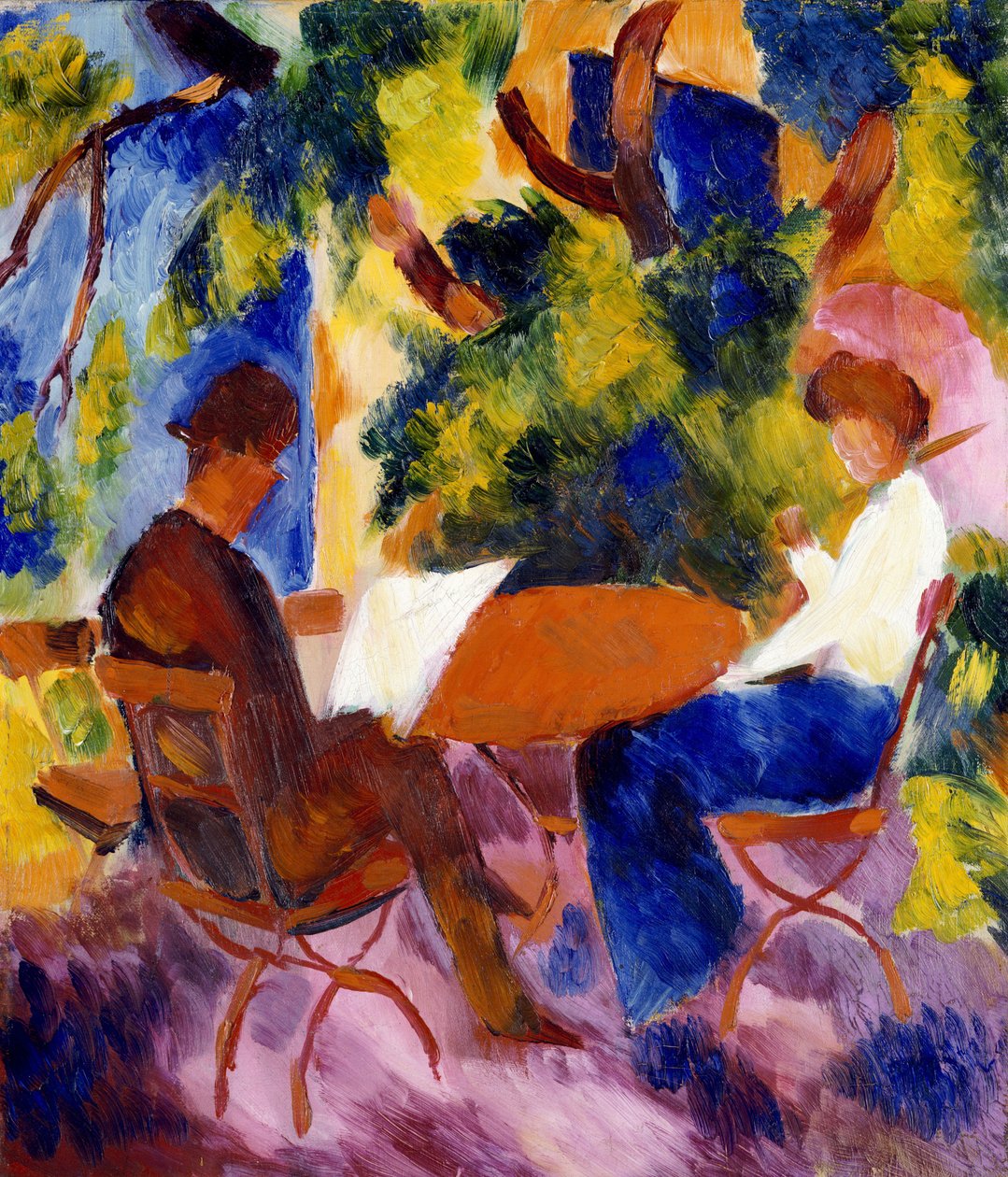 Am Gartentisch, 1914 von August Macke