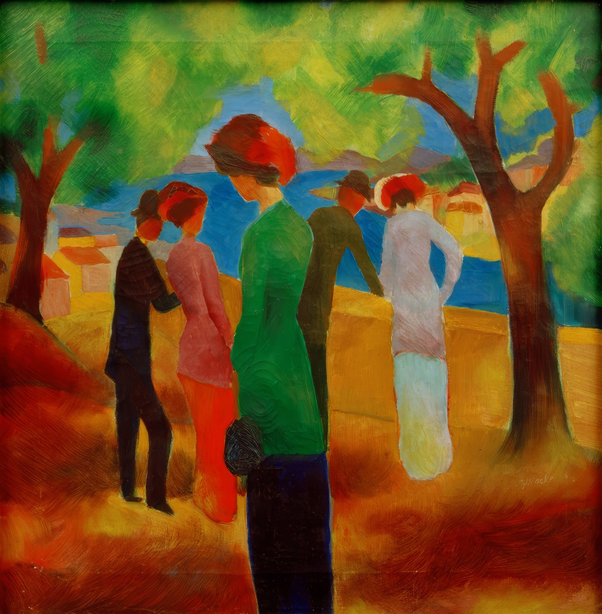 Dame in grüner Jacke von August Macke