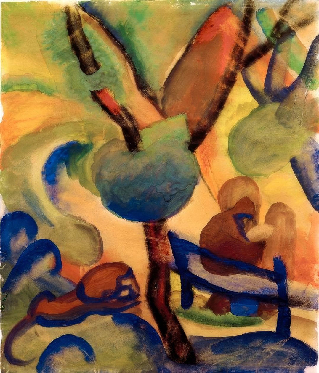 Einsiedler mit Löwe (Hieronymus) von August Macke