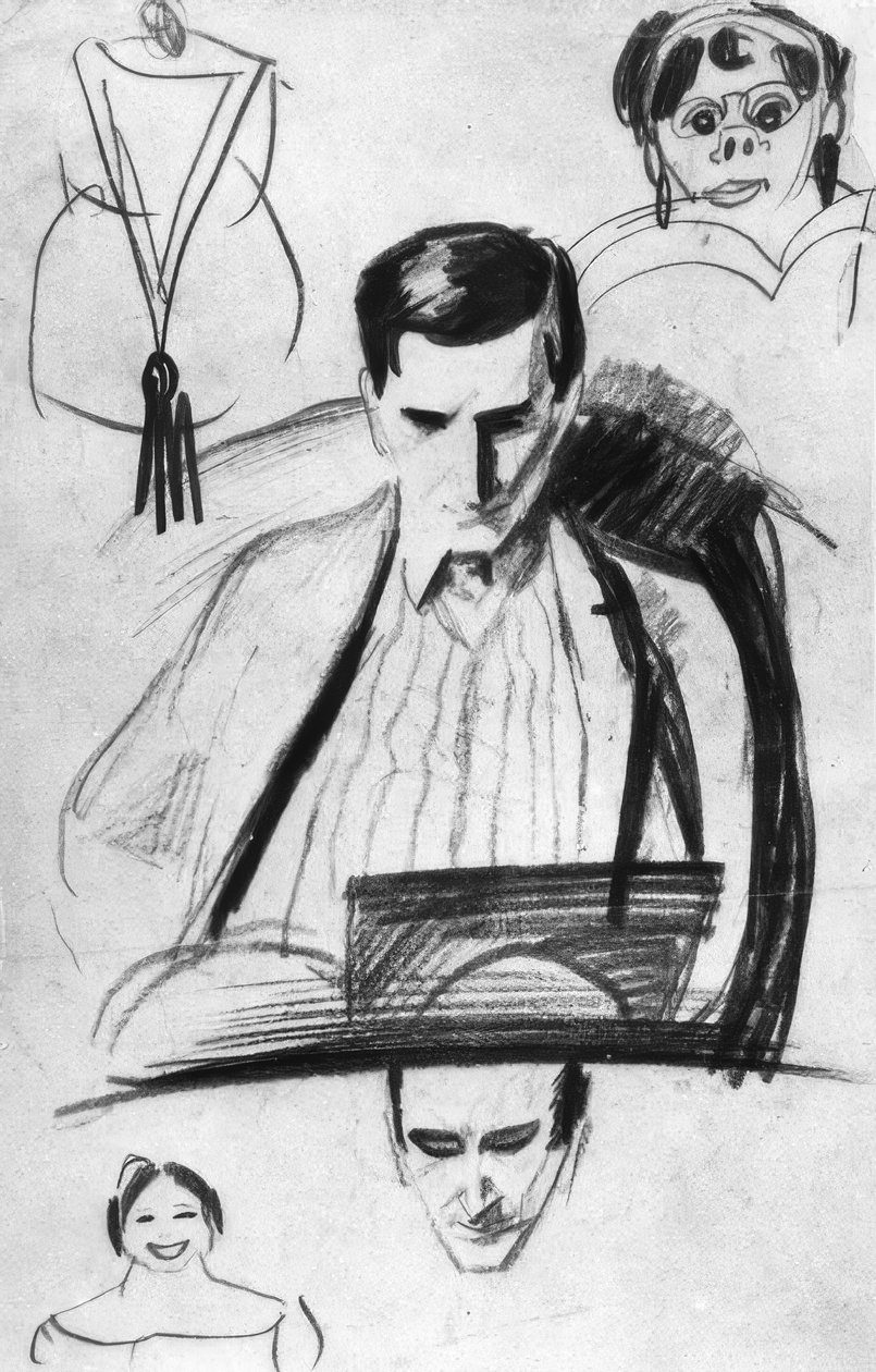 Franz Marc, Bildnis / Zeichnung Macke von August Macke