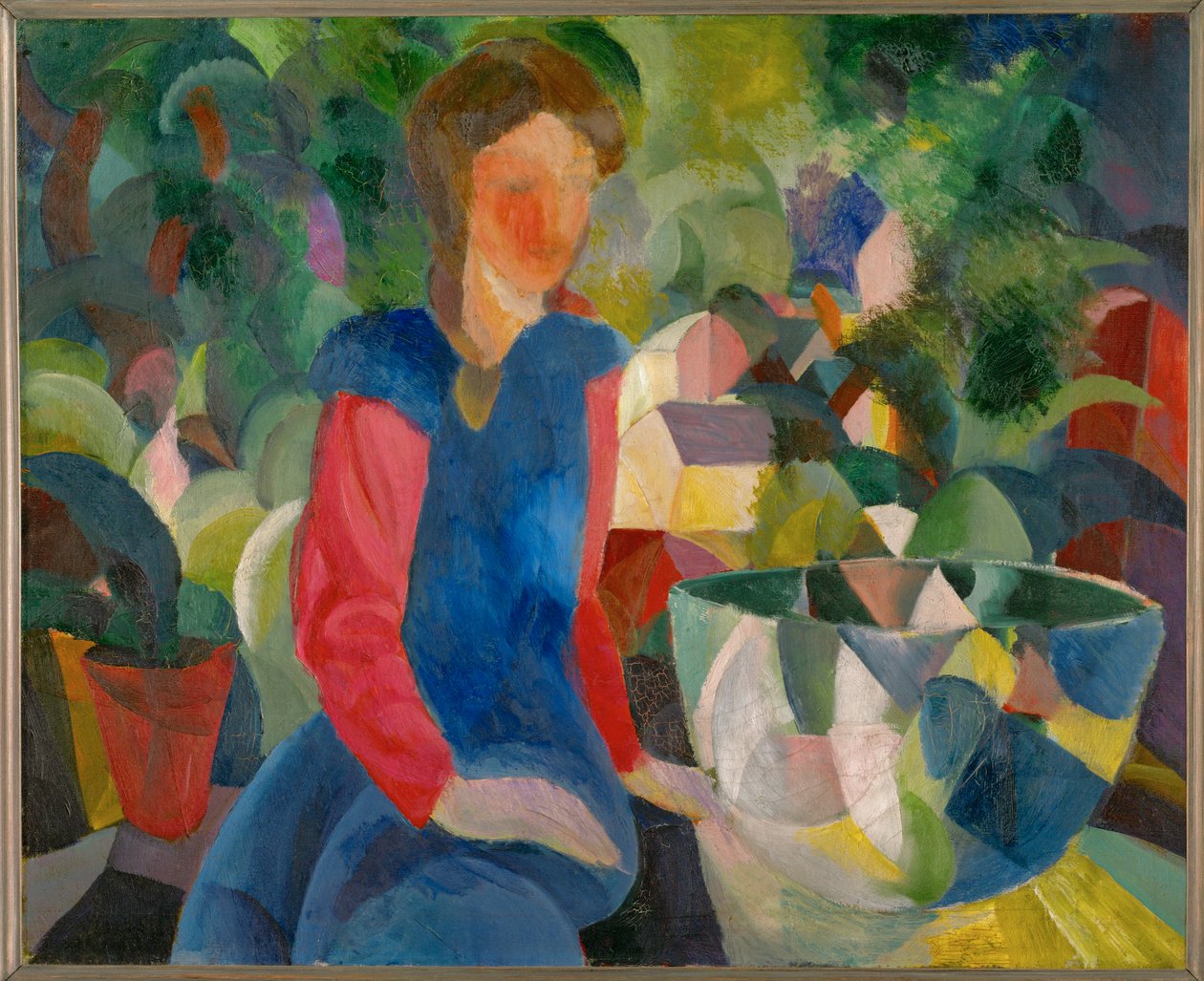 Mädchen mit Fischglas von August Macke