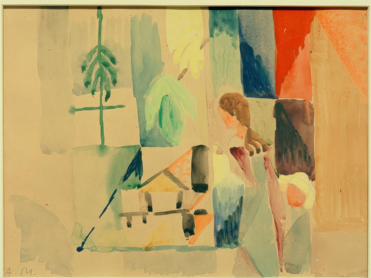 Kinder am Gemüseladen II von August Macke