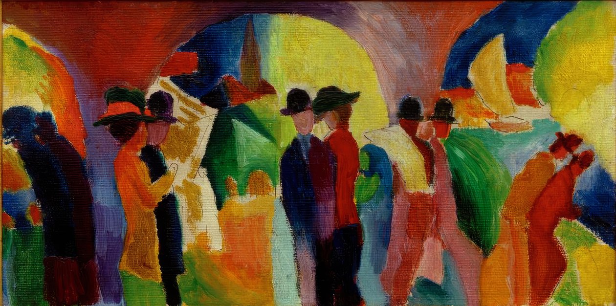 Kolonnade mit Segelboot I von August Macke