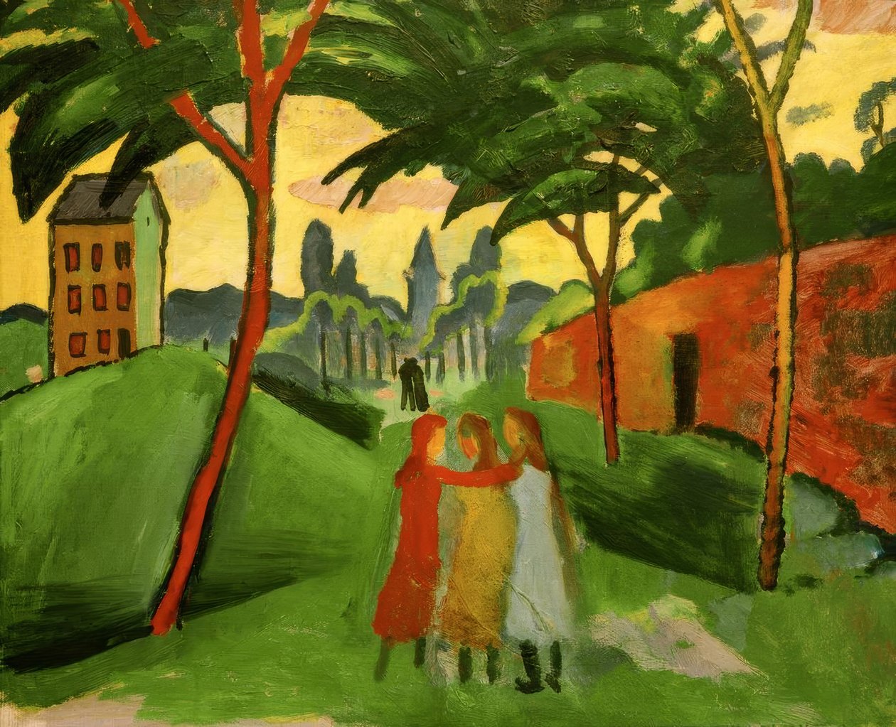 Landschaft mit drei Mädchen von August Macke