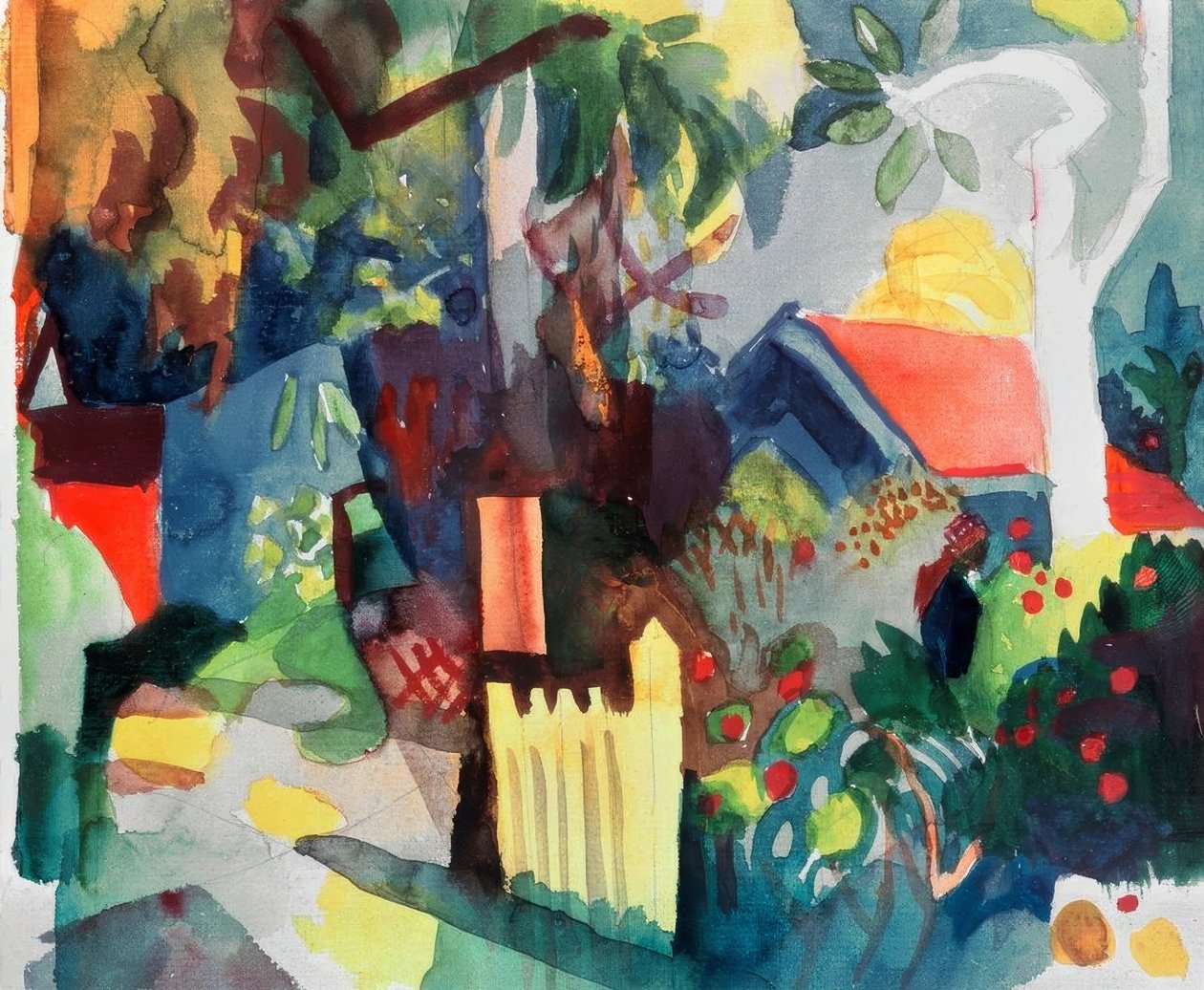 Landschaft mit hellem Baum von August Macke