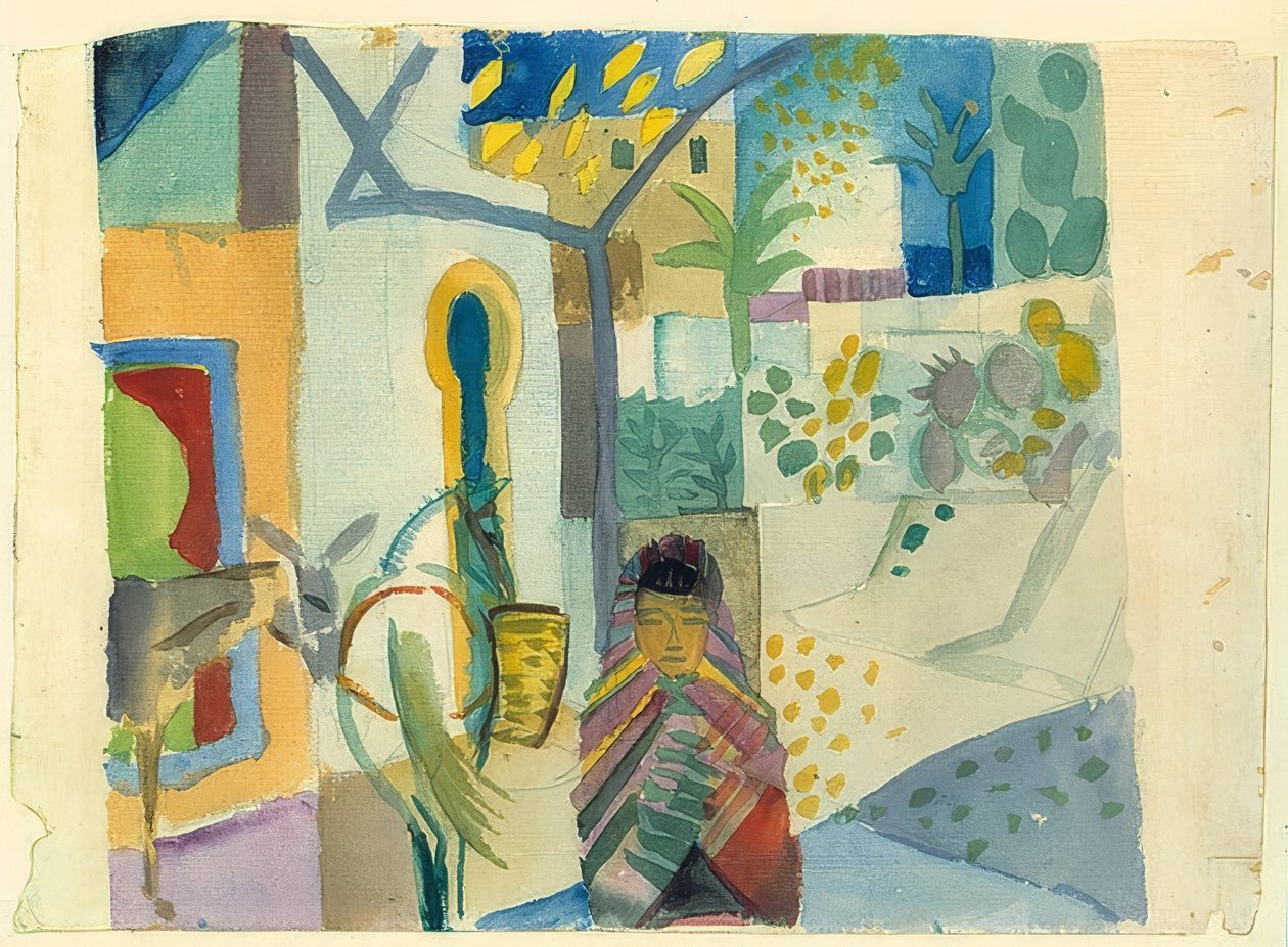 Mädchen mit Pferd und Esel von August Macke