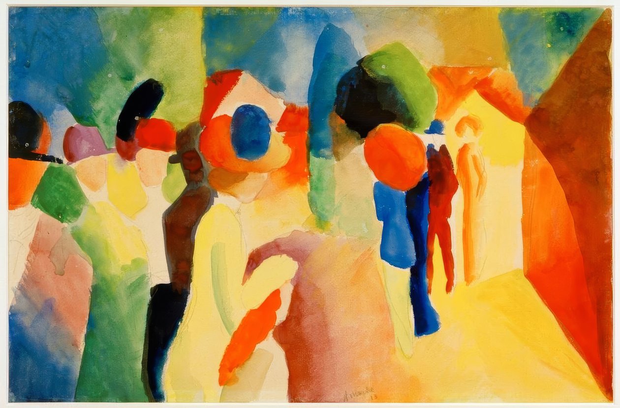 Mit gelber Jacke von August Macke