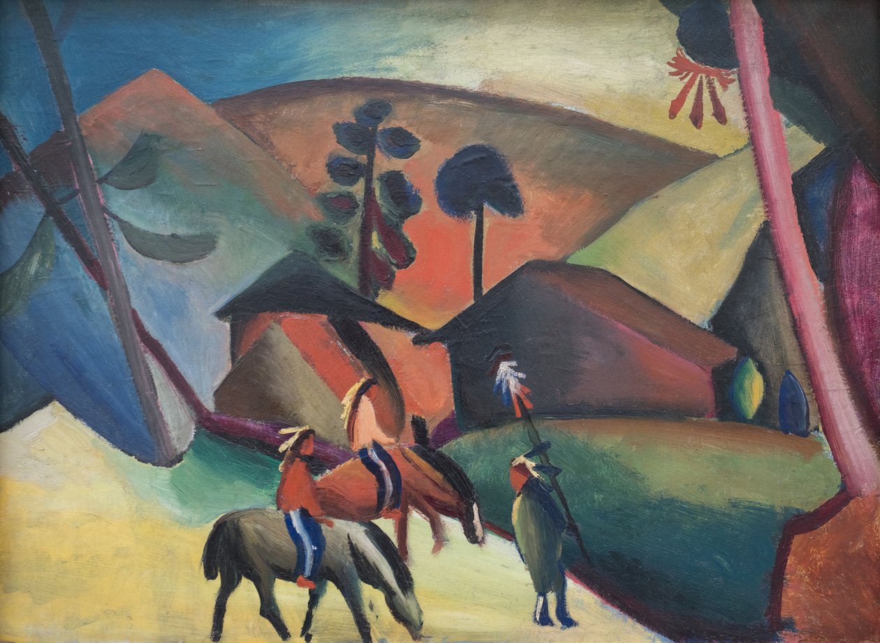 Ureinwohner Amerikas auf Pferden von August Macke