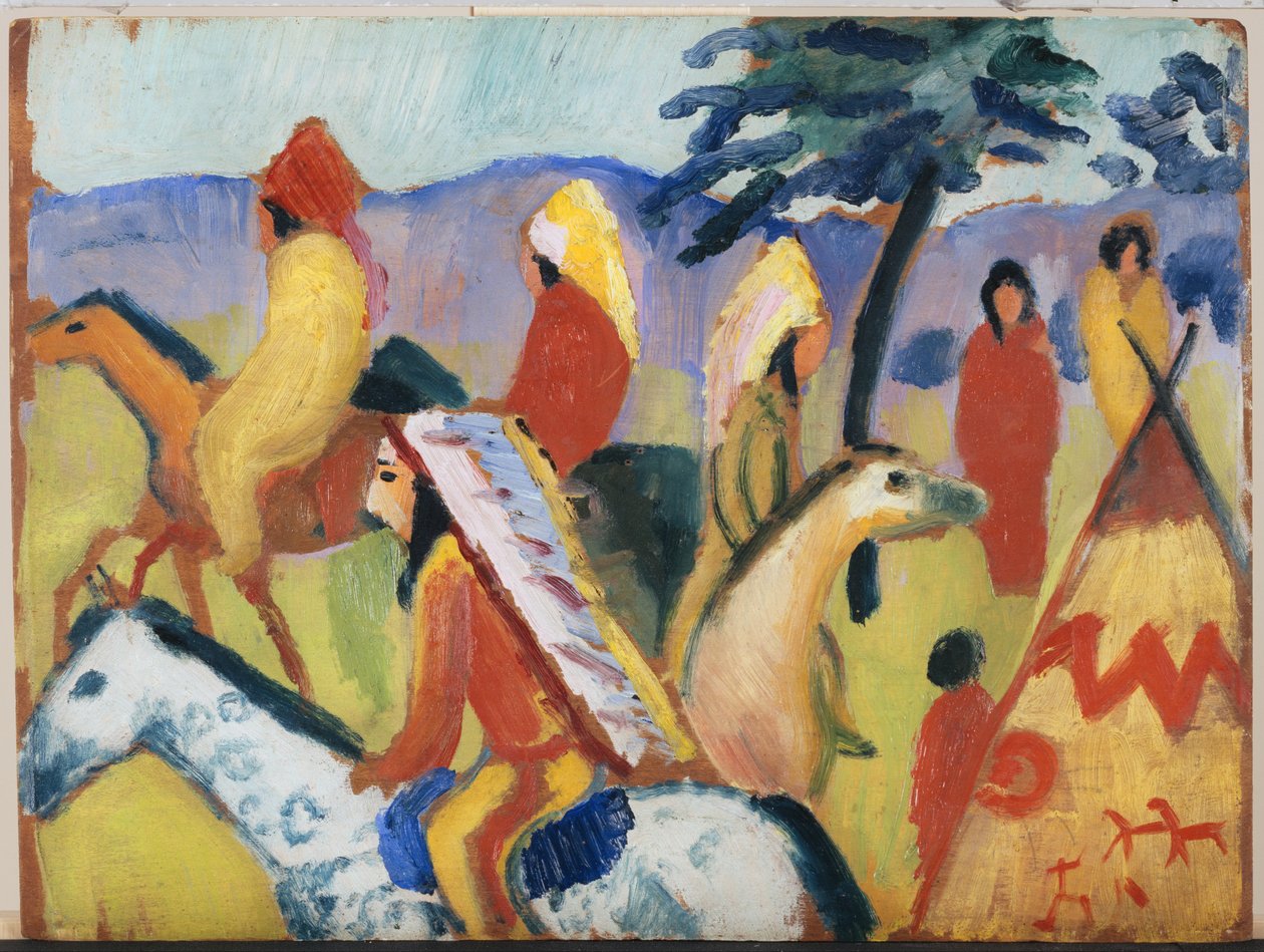 Reitende Indianer beim Zelt von August Macke