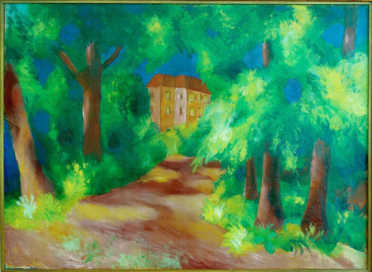 Rotes Haus im Park von August Macke