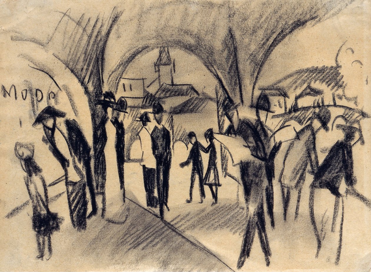 Szene unter den Arkaden in Thun, 1913 von August Macke
