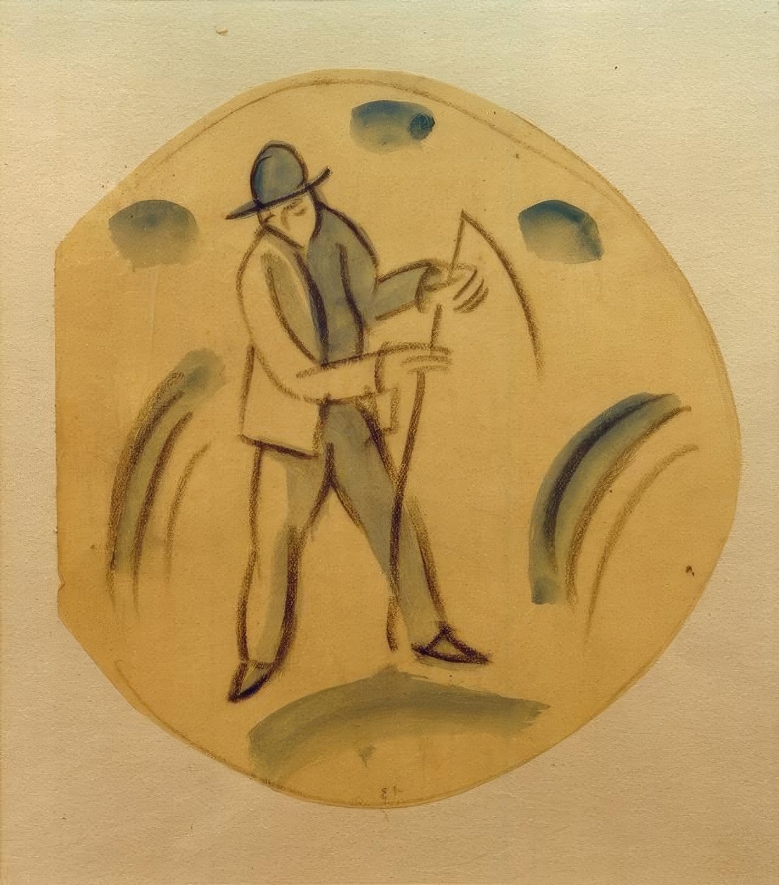 Schnitter, Entwurf für einen Teller von August Macke
