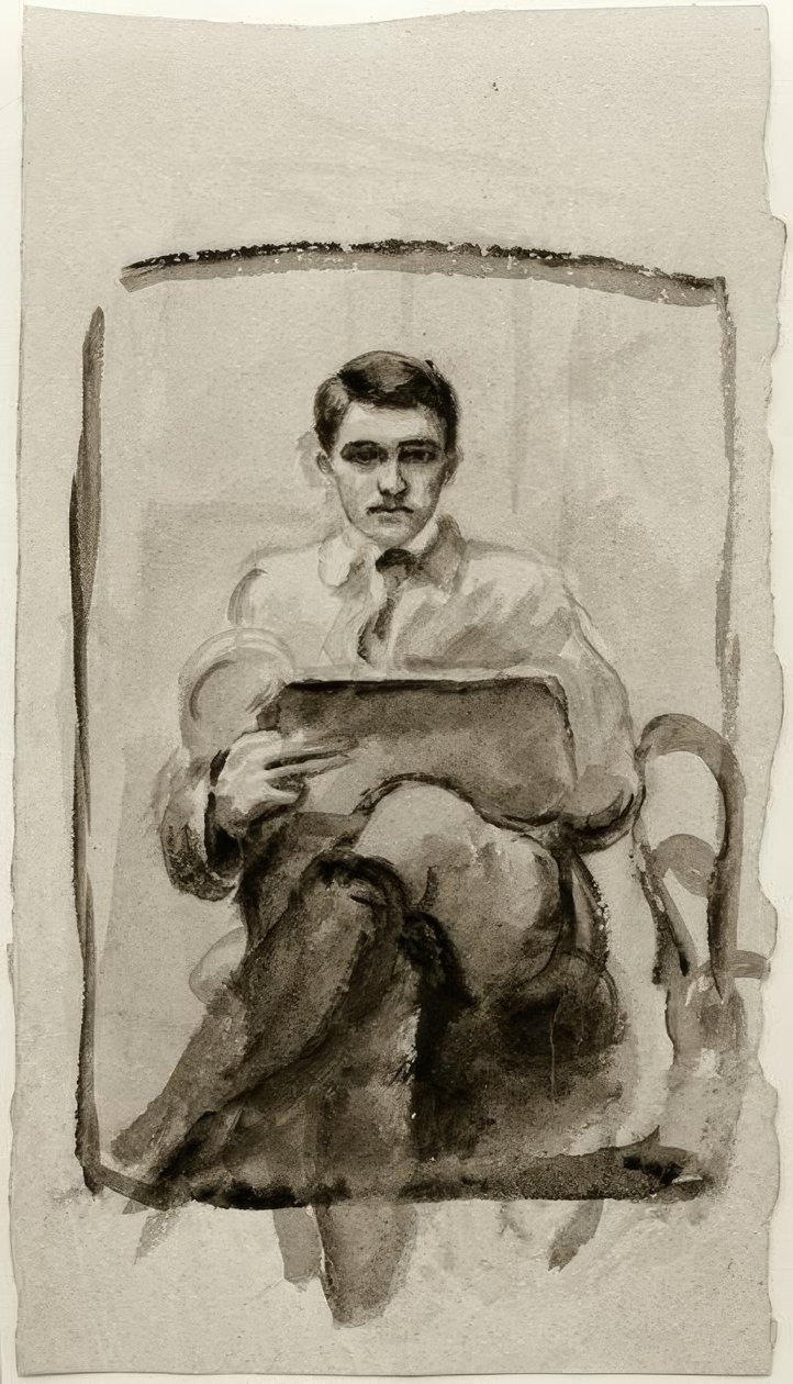 Selbstbildnis, zeichnend von August Macke