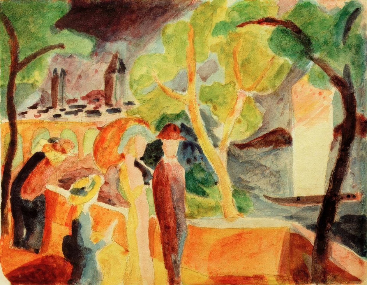 Spaziergänger am See von August Macke