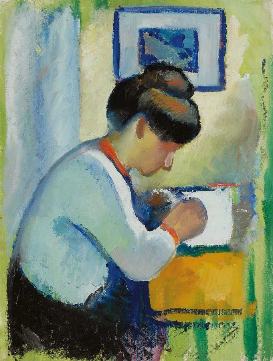 Frau beim Schreiben, 1910 von August Macke