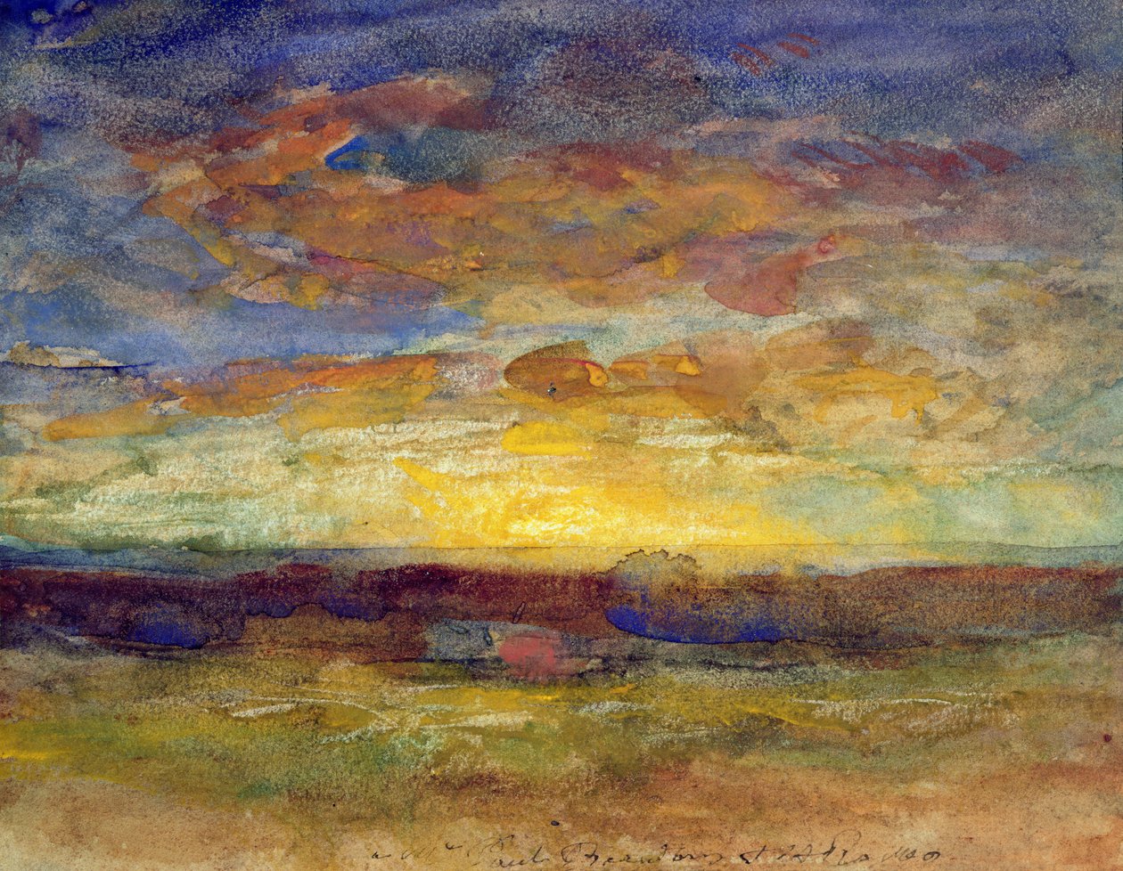 Landschaft mit untergehender Sonne von Auguste Francois Ravier