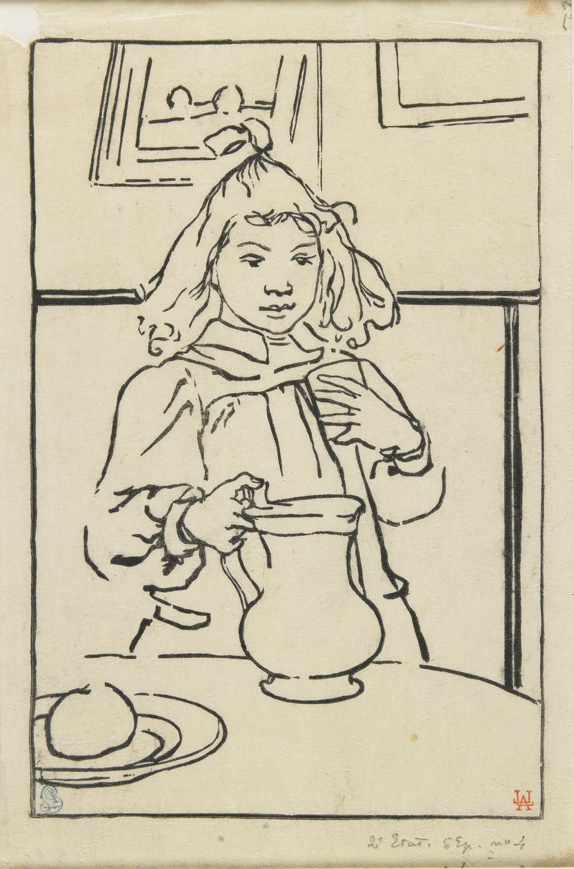 Junges Mädchen mit einem Krug, 1890 von Auguste Louis Lepère